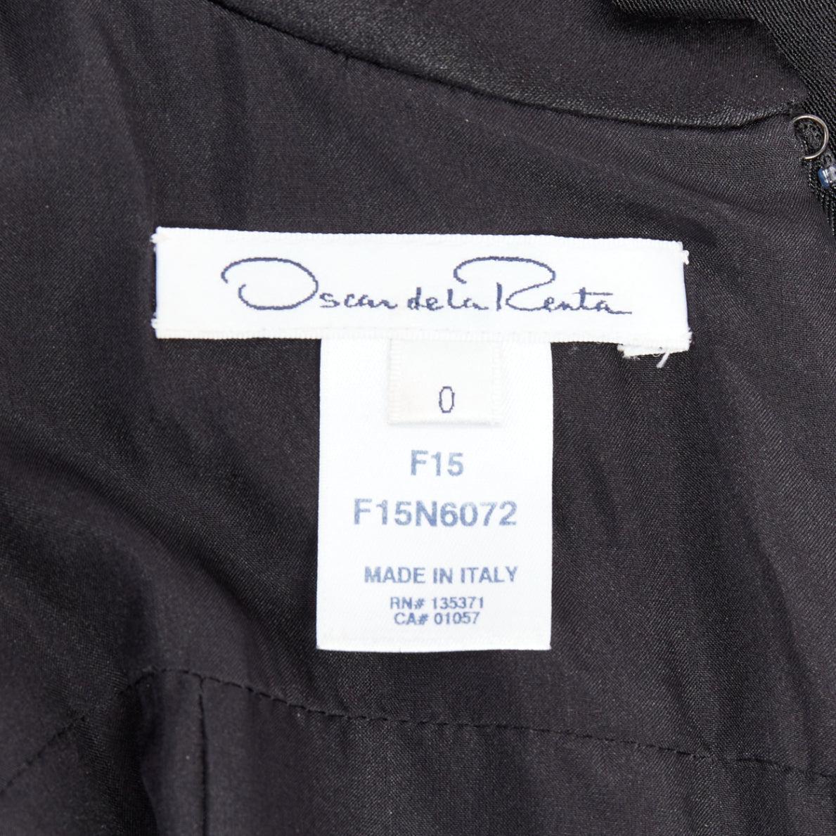 OSCAR DE LA RENTA F15 100% silk cotton foldover collar trimmed dress US0 XS For Sale 4