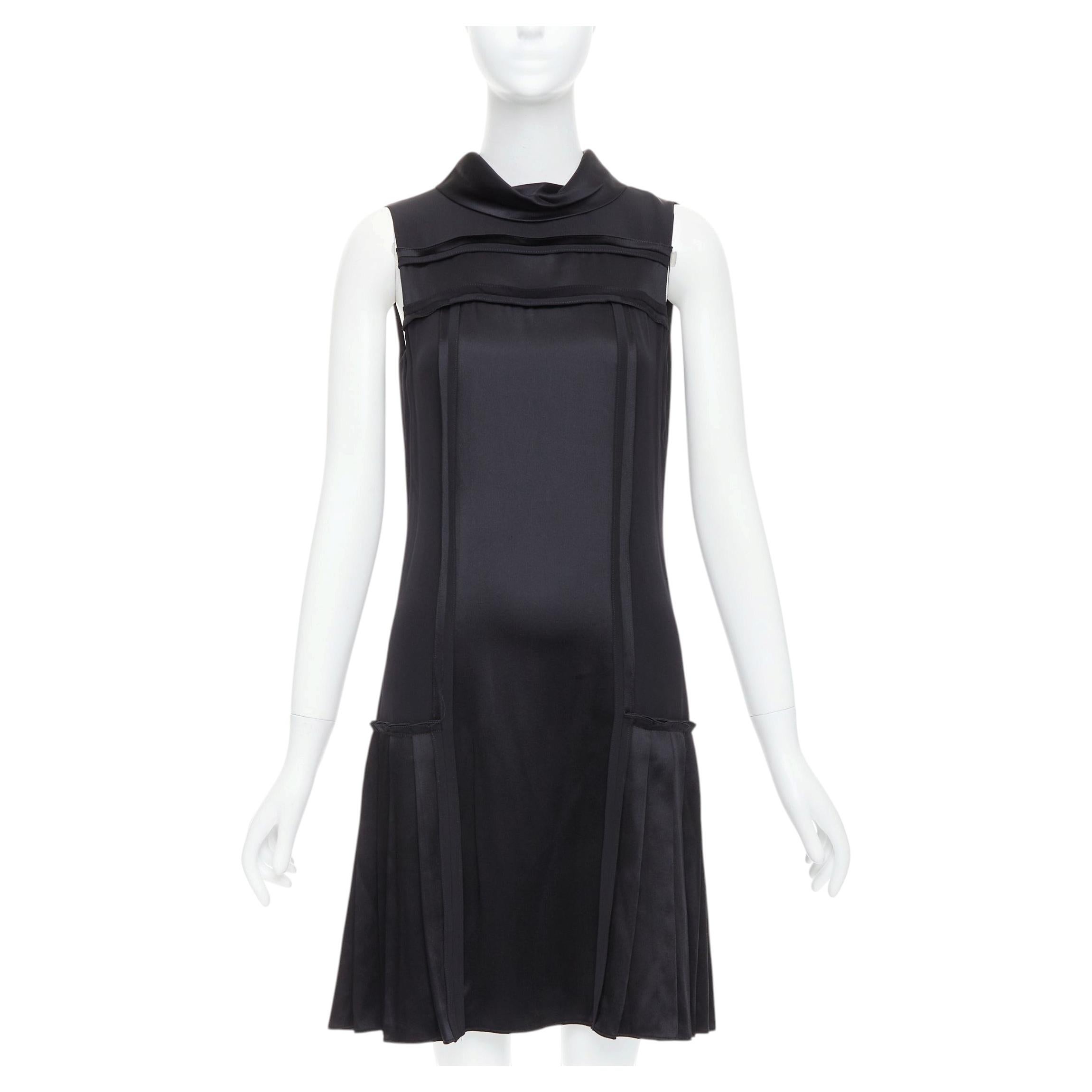 OSCAR DE LA RENTA F15 100% silk cotton foldover collar trimmed dress US0 XS