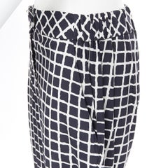OSCAR DE LA RENTA F15 wool cotton black white check print elasticated pants US6