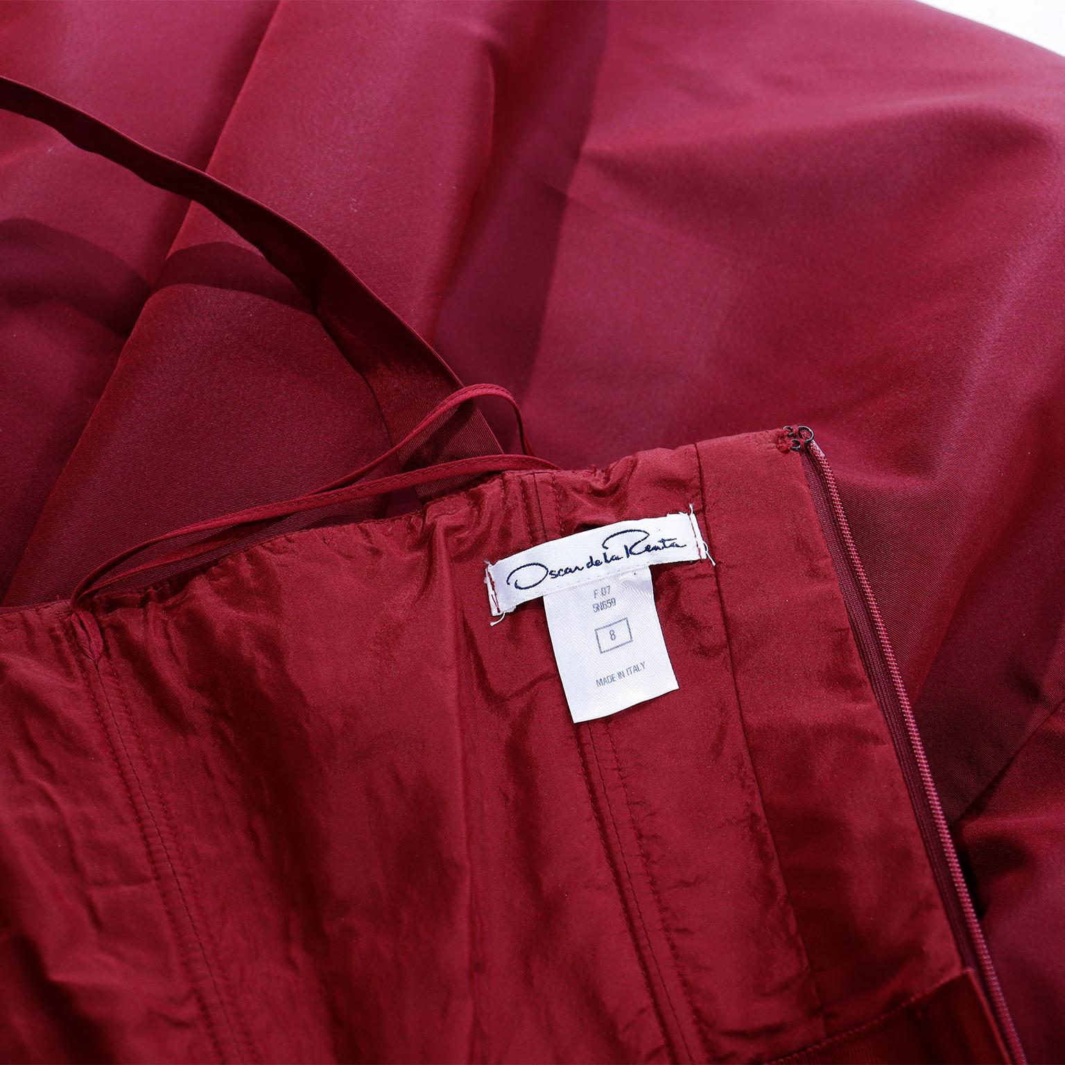 Oscar de la Renta Fall 2007 Burgundy Red Silk Evening Mini Dress For Sale 4