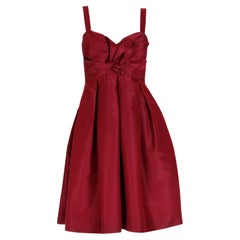 Oscar de la Renta Herbst 2007 Burgunderrotes Seiden-Abend-Minikleid