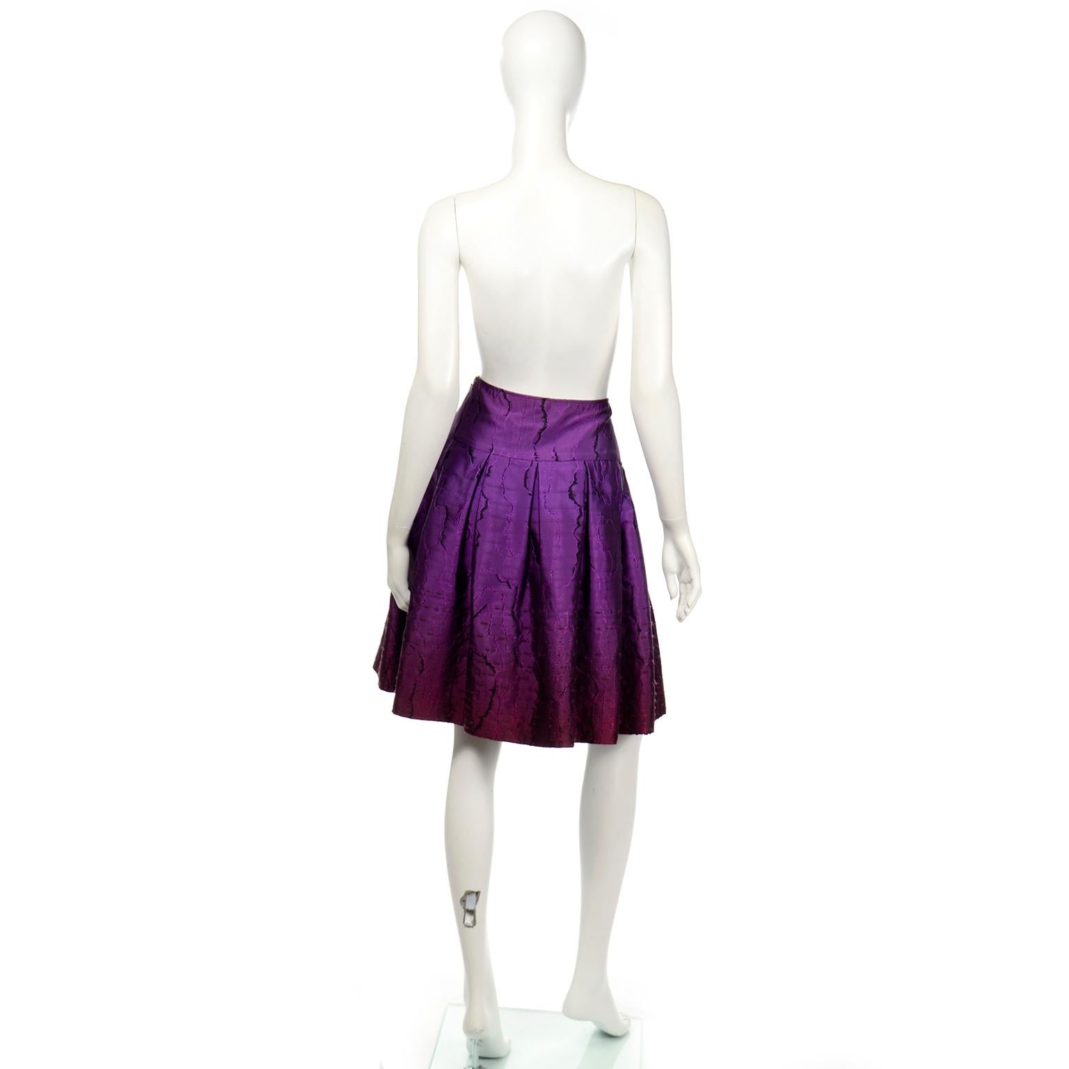 Oscar de la Renta Fall 2008 Purple Textured Skirt Runway Documented For Sale 1