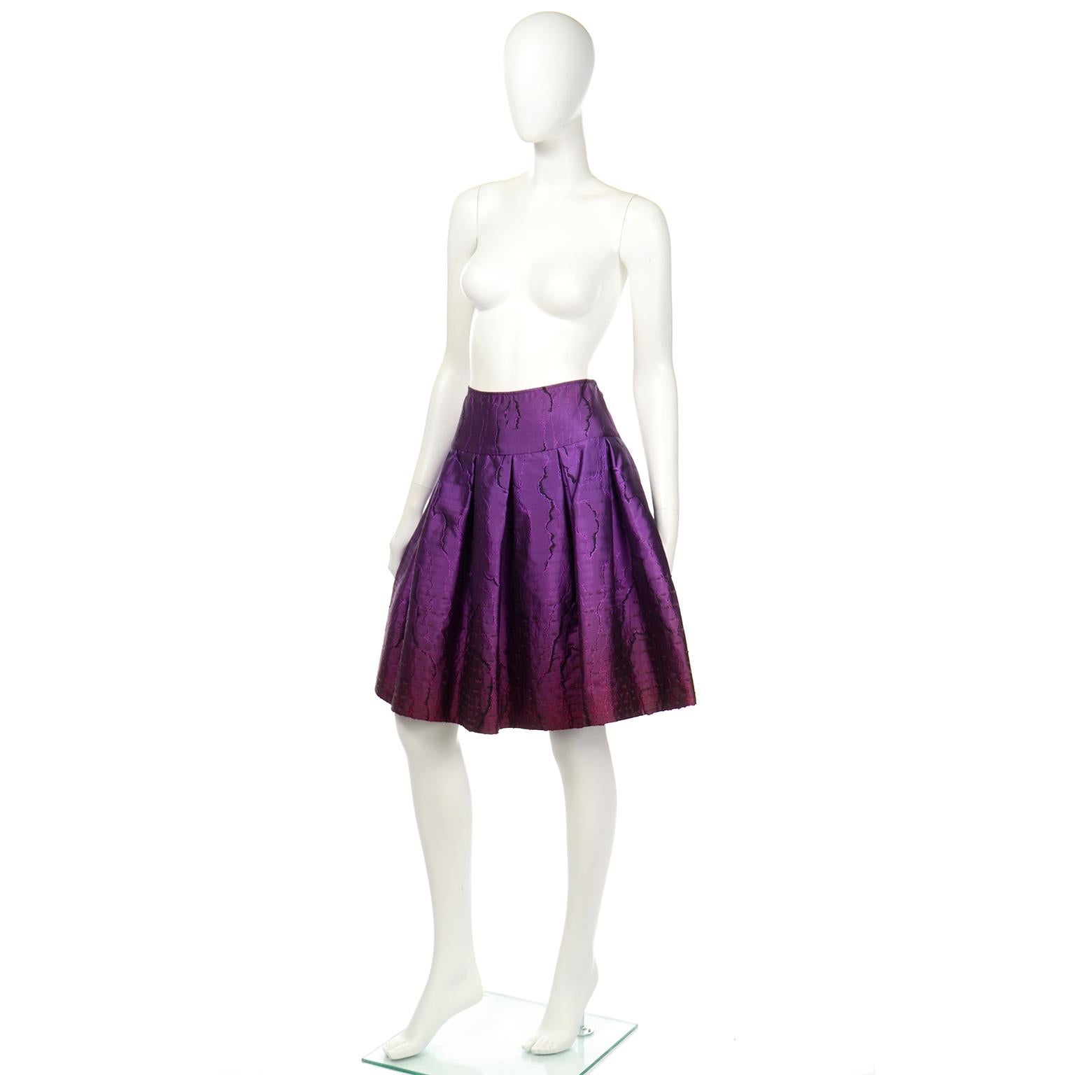 Oscar de la Renta Fall 2008 Purple Textured Skirt Runway Documented For Sale 2