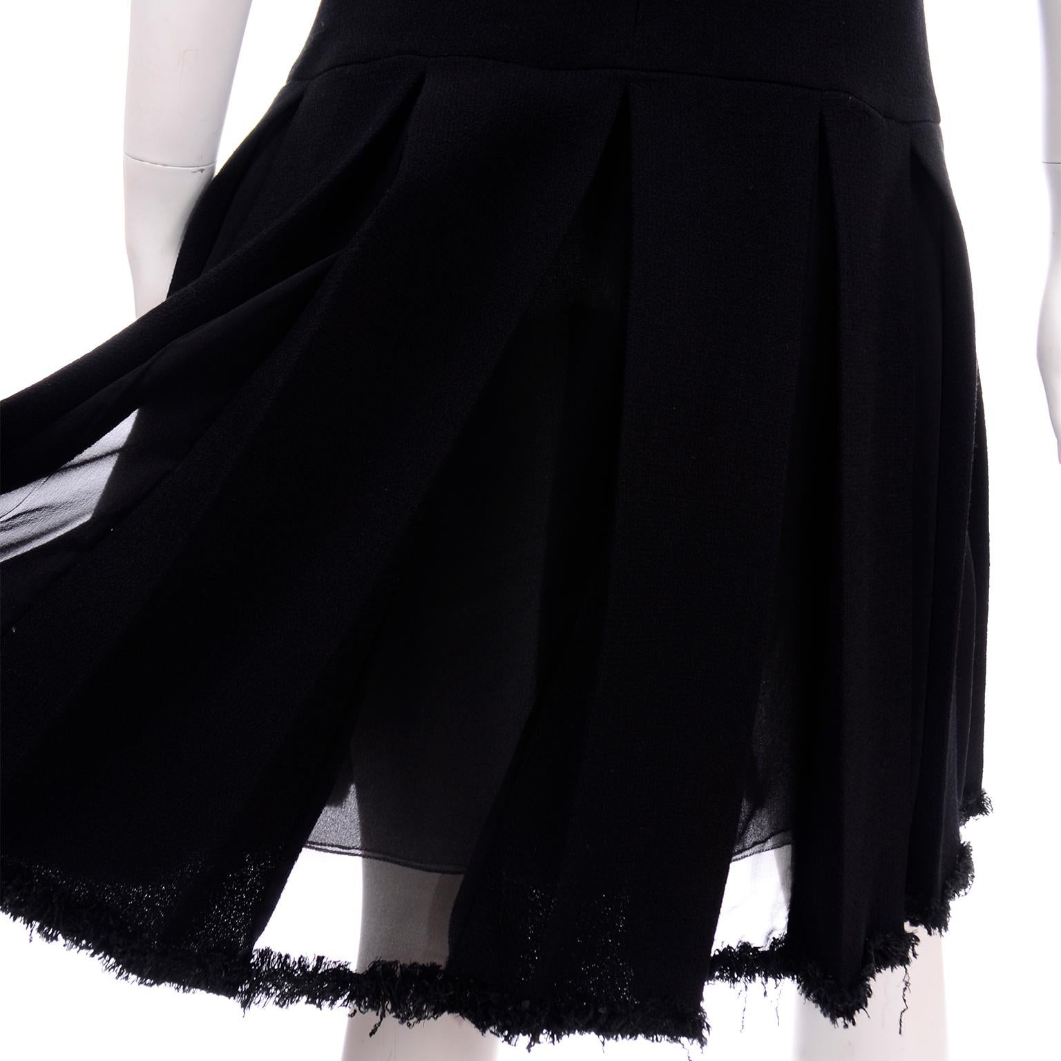 Oscar de la Renta Fall 2010 Black Dress With Raw Edges & Sheer Panel Pleating For Sale 4