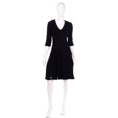 Oscar de la Renta Fall 2010 Black Dress With Raw Edges & Sheer Panel Pleating