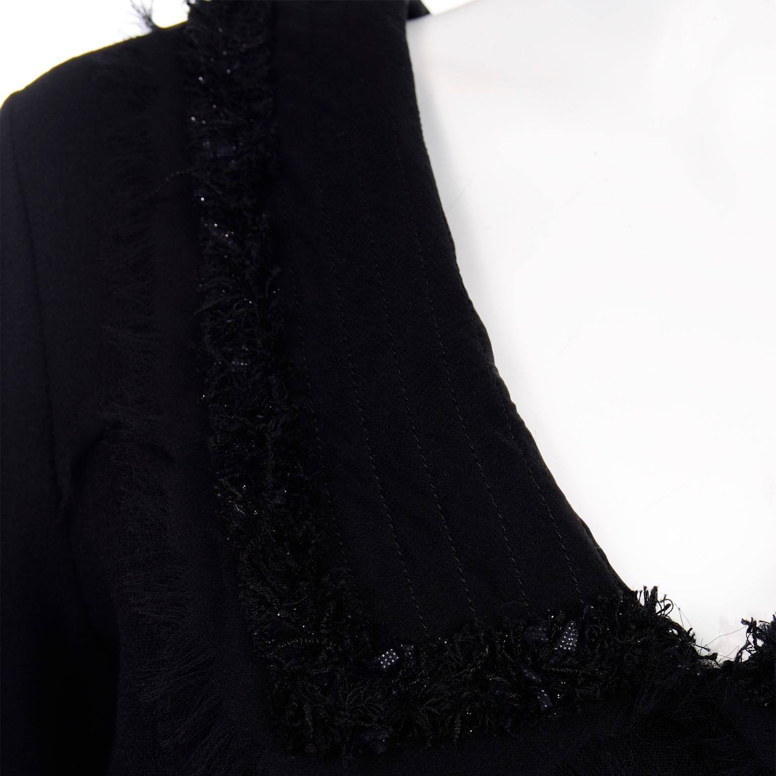 Oscar de la Renta Fall 2010 Black Dress With Raw Edges & Sheer Panel Pleating For Sale 2