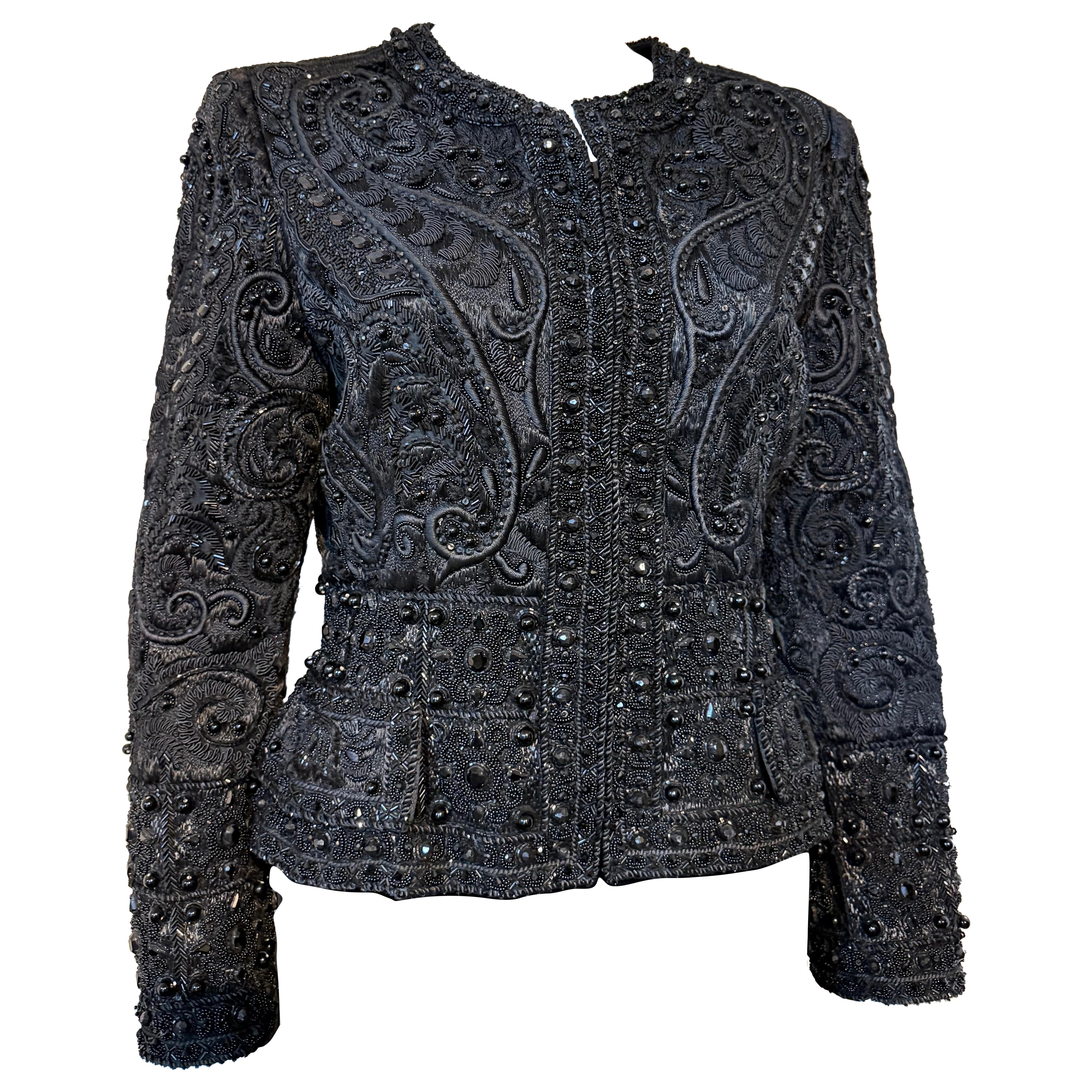 Oscar de la Renta Fall/Winter 1991 runway evening jacket fully hand-embroidered