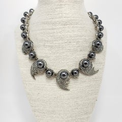 Oscar de la Renta Faux Pearl Link Necklace, Tahitian Pearl, Swarovski Crystals