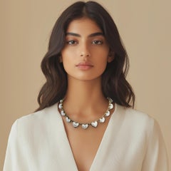 Oscar de la Renta Faux Pearl Romantic Heart Necklace 22k Antique Gold Plating