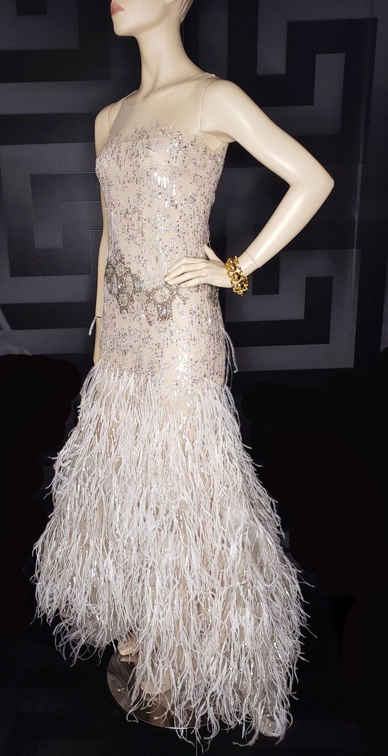 oscar de la renta feather gown