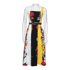 Oscar De La Renta - Robe midi ceinturée en coton fleuri, plissée et boutonnée sur le devant XS