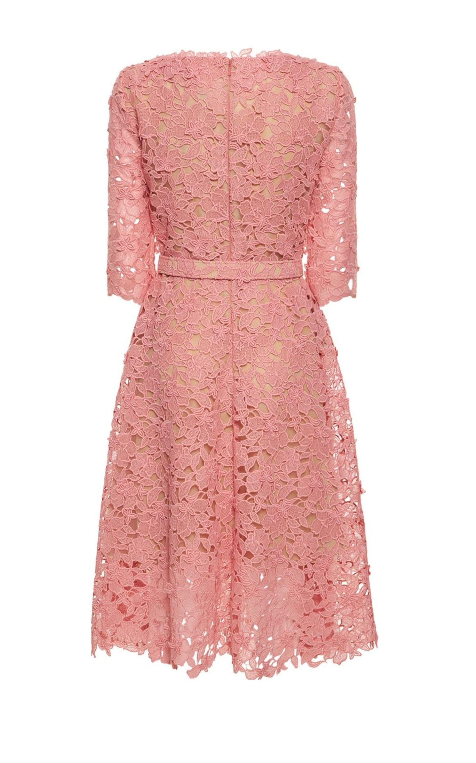 Women's Oscar de la Renta Floral Guipure Lace Dress Size 10 For Sale