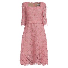 Vestido de encaje de guipur floral Oscar De La Renta Talla 10