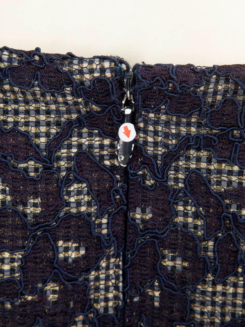 Oscar de la Renta Floral Lace & Gingham Dress Size XXL In Good Condition For Sale In London, GB