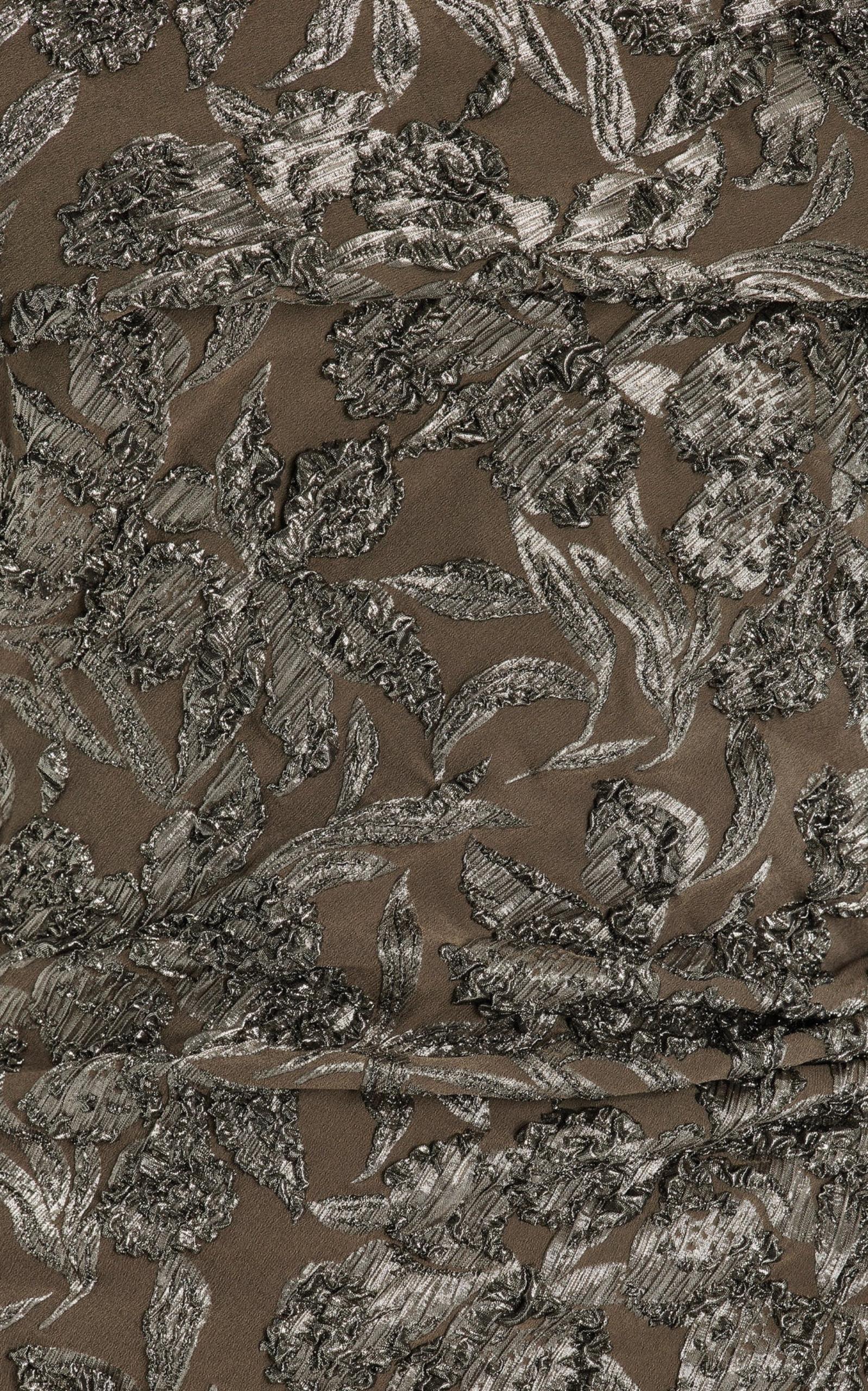 Oscar de la Renta Floral Metallic Jacquard Midi Dress Size US 8 For Sale 1