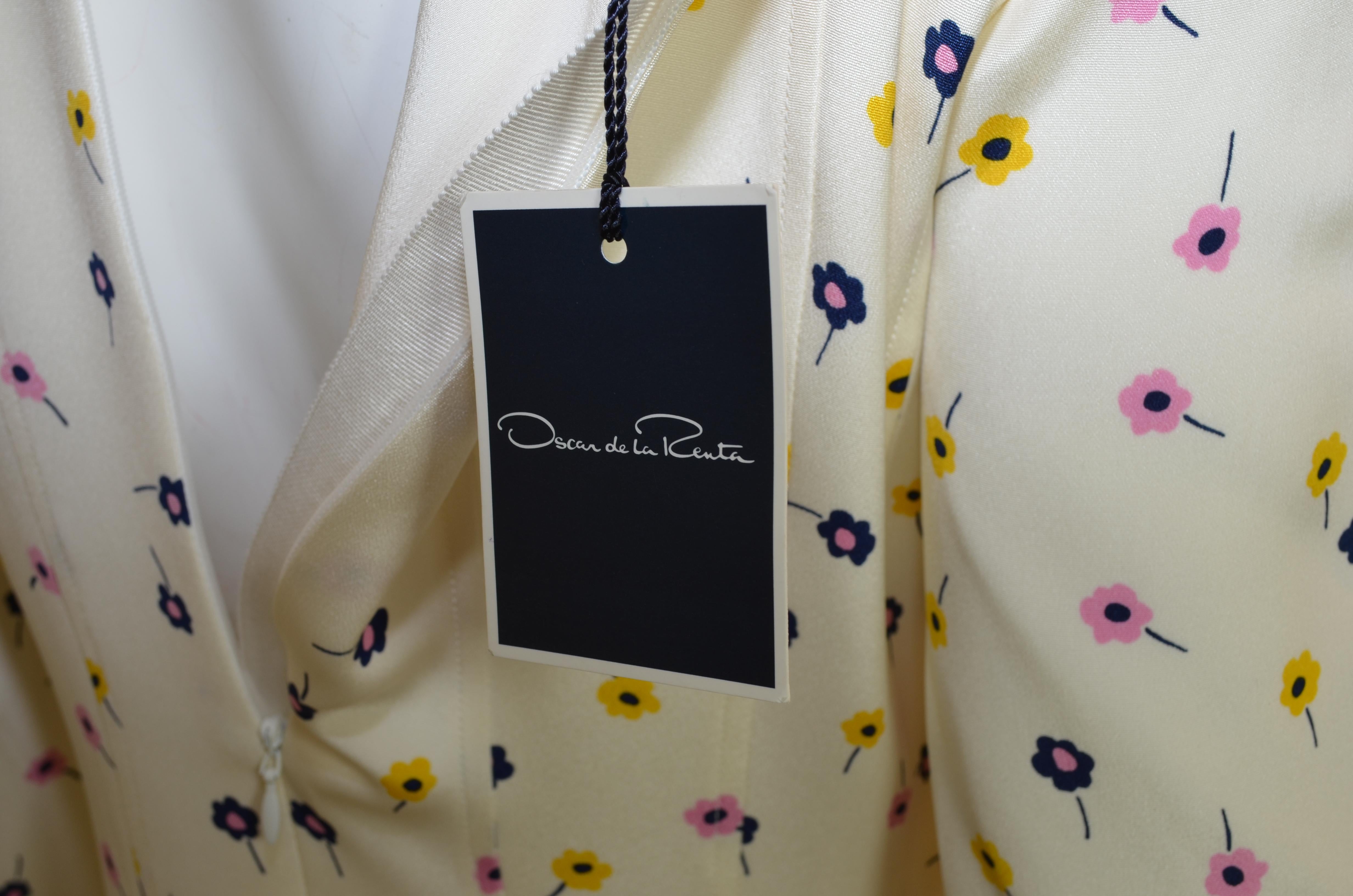 Oscar de la Renta Floral Print Maxi Dress/Gown In New Condition For Sale In Carmel, CA