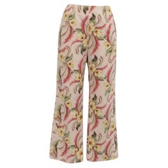 Oscar De La Renta Floral-Print Wide-Leg Trousers in Multicolor Linen
