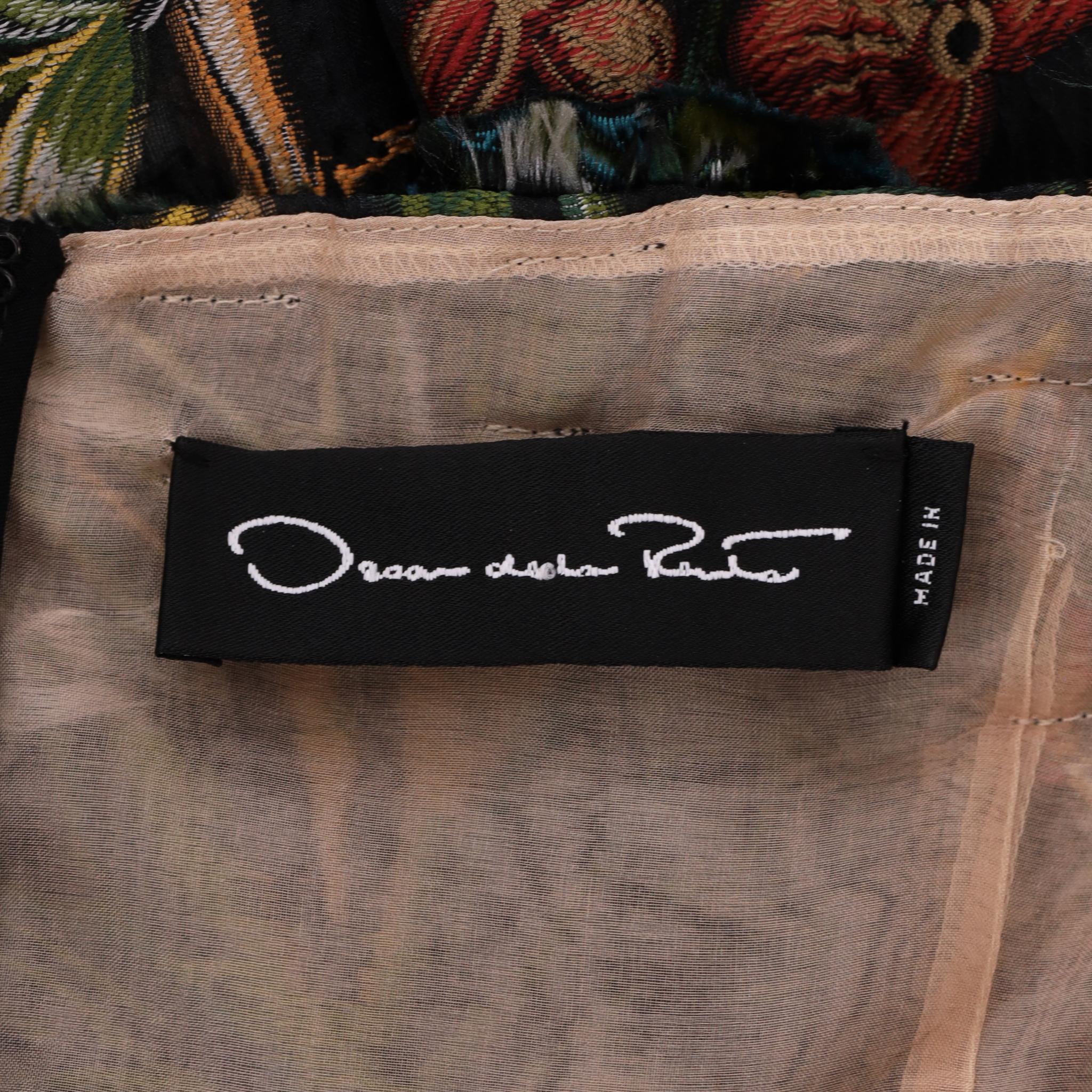 Oscar De La Renta - Vestito in misto seta con maniche a sbuffo e arazzo floreale in vendita 1