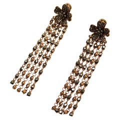 Oscar De La Renta Flower Crystal Drop Earrings circa 1980s