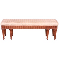 Oscar De La Renta for Century French Regency Walnut Silk Upholstered Bench