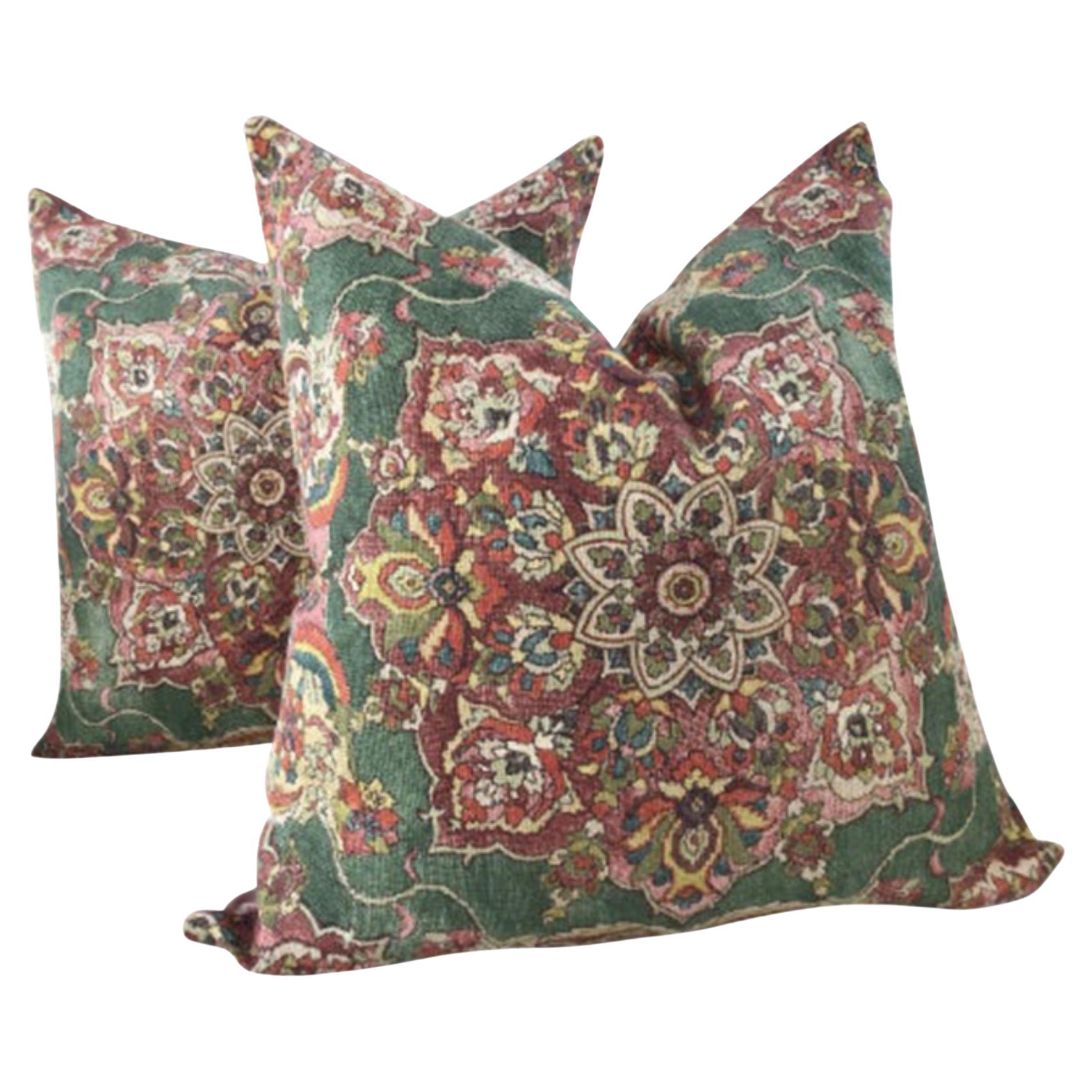 Oscar De La Renta for Lee Jofa “granada” in Jewel Pillows- a Pair For Sale