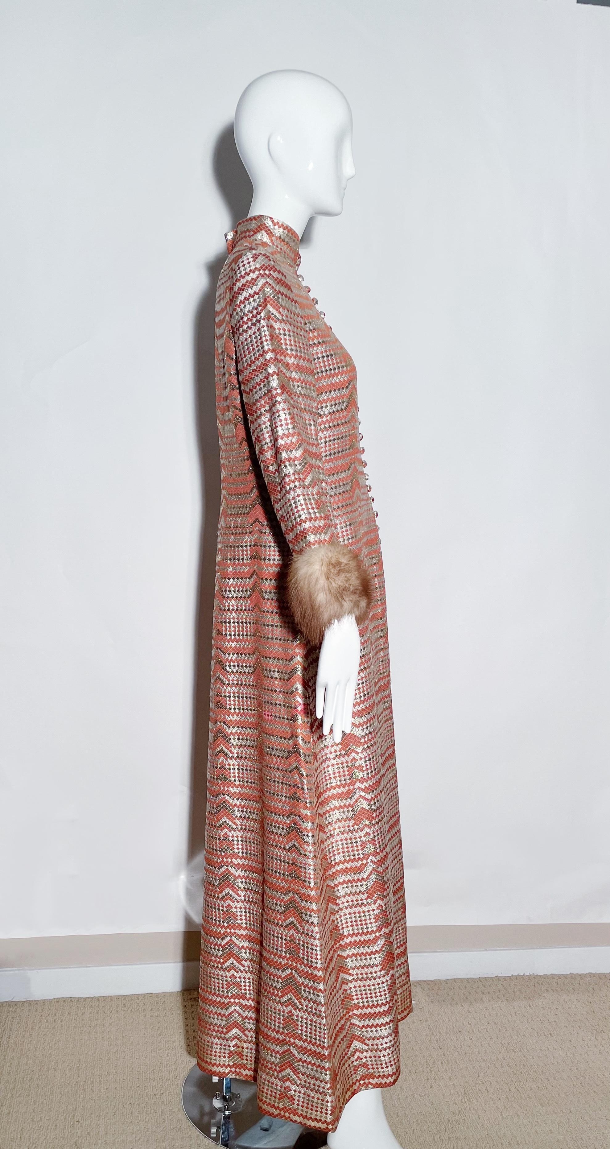 Oscar de la Renta Fur Trimmed Gown For Sale 1