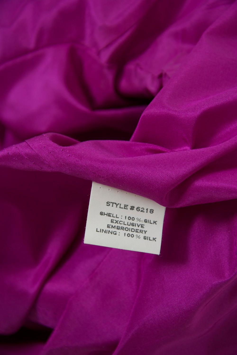 Oscar de la Renta Fuschsia Silk Jacket with Tucking For Sale 9