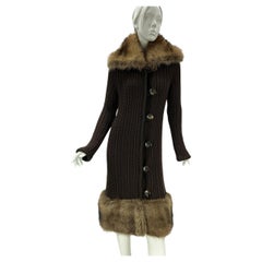 Oscar De La Renta FW 2007 Kaschmirmantel mit kanadischem Fischerpelzbesatz Italienisch XS