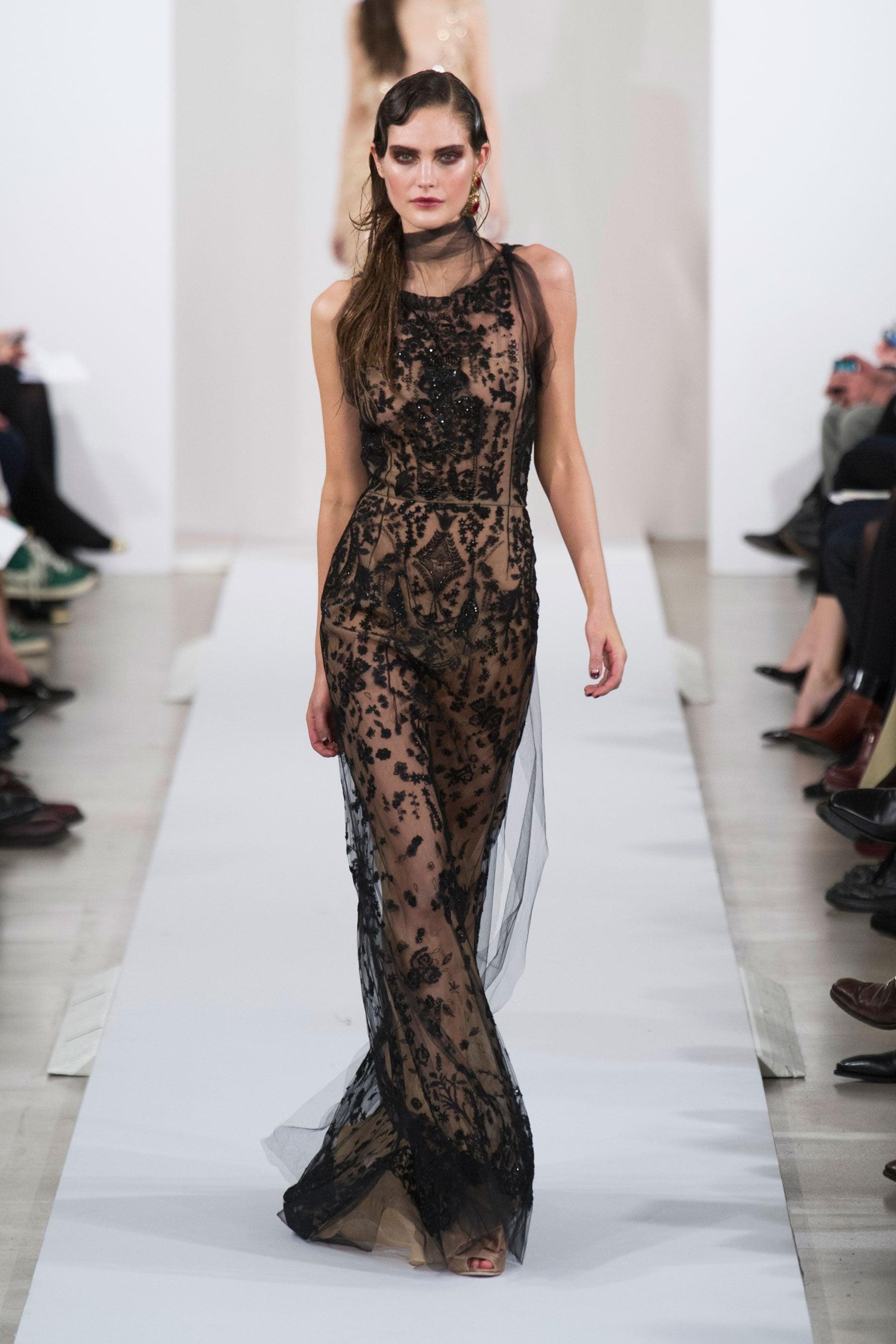 Oscar de la Renta - Robe en tulle noir embellie, automne-hiver 2013, vue sur Nicole 4 en vente 4
