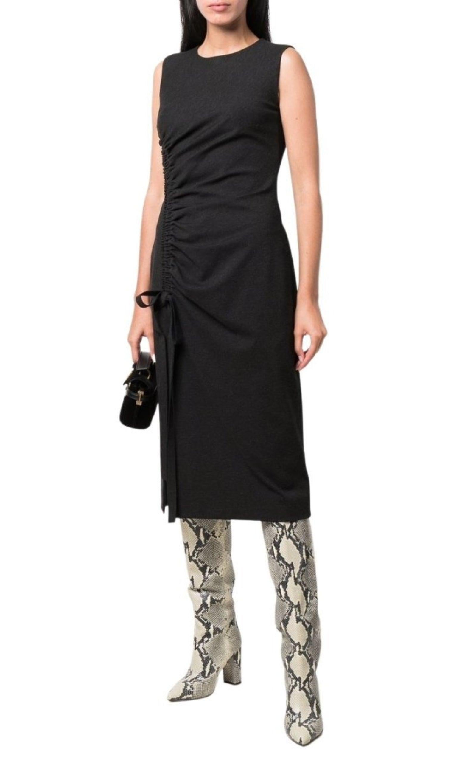 Oscar de la Renta Gathered-detail Shift Dress Size US 2 In New Condition For Sale In Brossard, QC