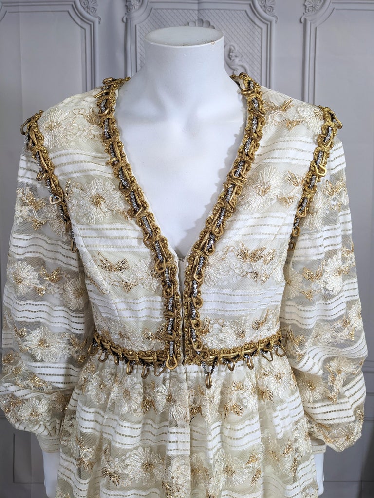 Oscar de la Renta Gilt Floral Lace Mini For Sale at 1stDibs