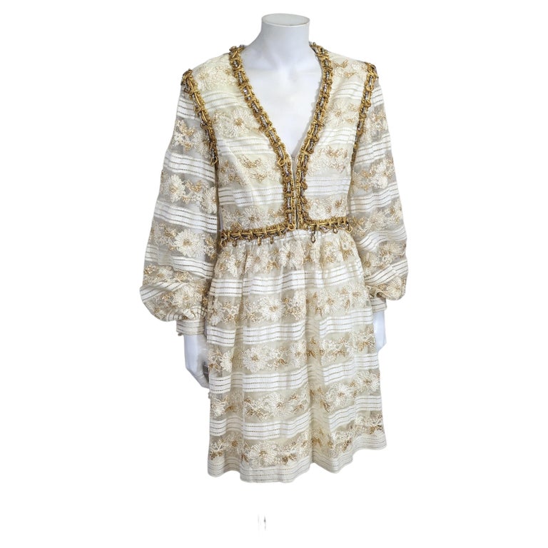 Oscar de la Renta Gilt Floral Lace Mini For Sale at 1stDibs