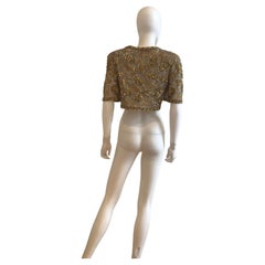 Oscar De La Renta Gold and Silver Beaded and Embroidered Bolero