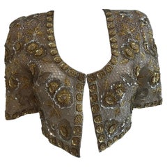 Oscar De La Renta Gold and Silver Beaded and Embroidered Bolero