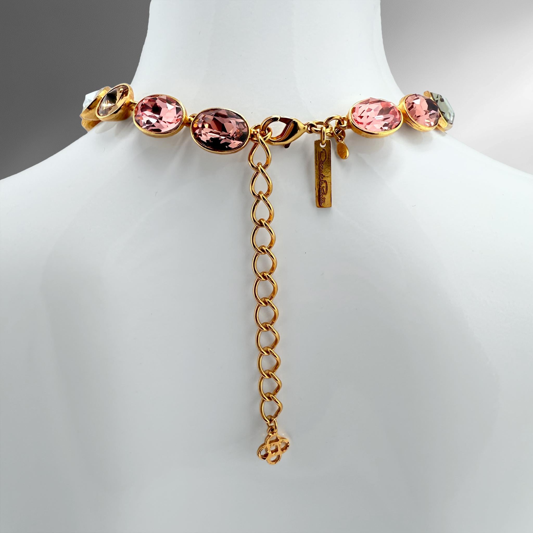 Oscar De La Renta Gold Österreichisches Kristall Multi-Color Sherbet Statement-Halskette im Angebot 4