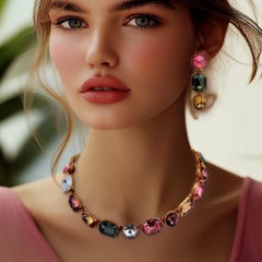 Oscar De La Renta Gold Österreichisches Kristall Multi-Color Sherbet Statement-Halskette