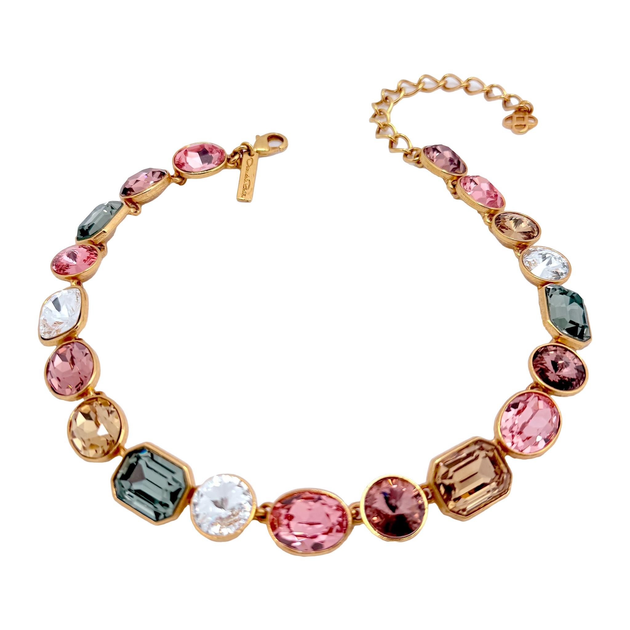 Oscar De La Renta Gold Österreichisches Kristall Multi-Color Sherbet Statement-Halskette (Zeitgenössisch) im Angebot