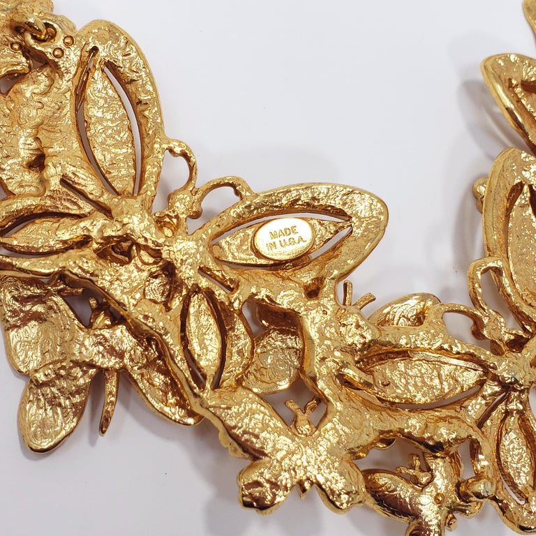 Collier Statement Floral Oscar De La Renta - Tons Or Et Cristaux - Neuf Sans Emballage
