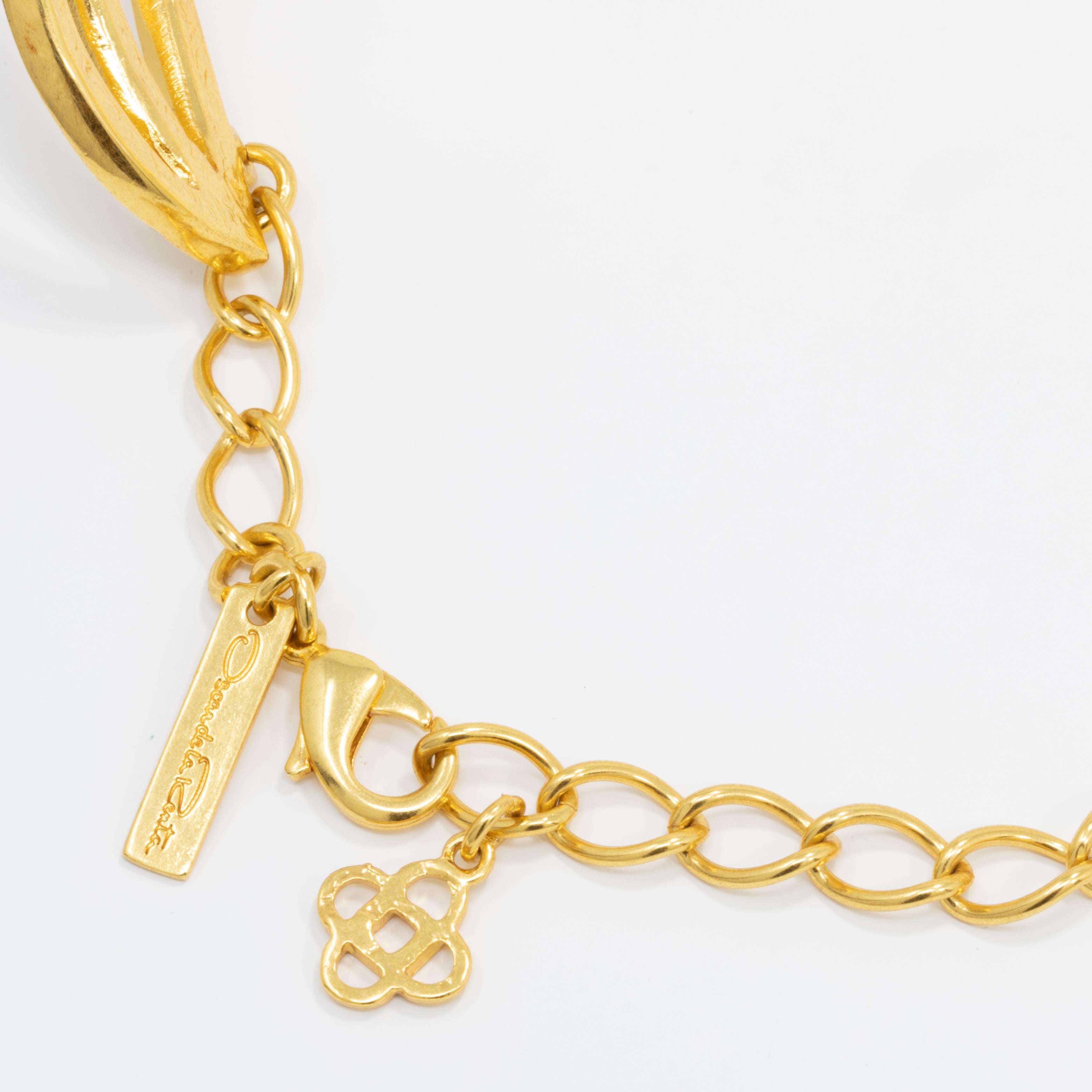 Contemporary Oscar de la Renta Gold Collar Necklace, Smoky Topaz Swarovski Crystals For Sale