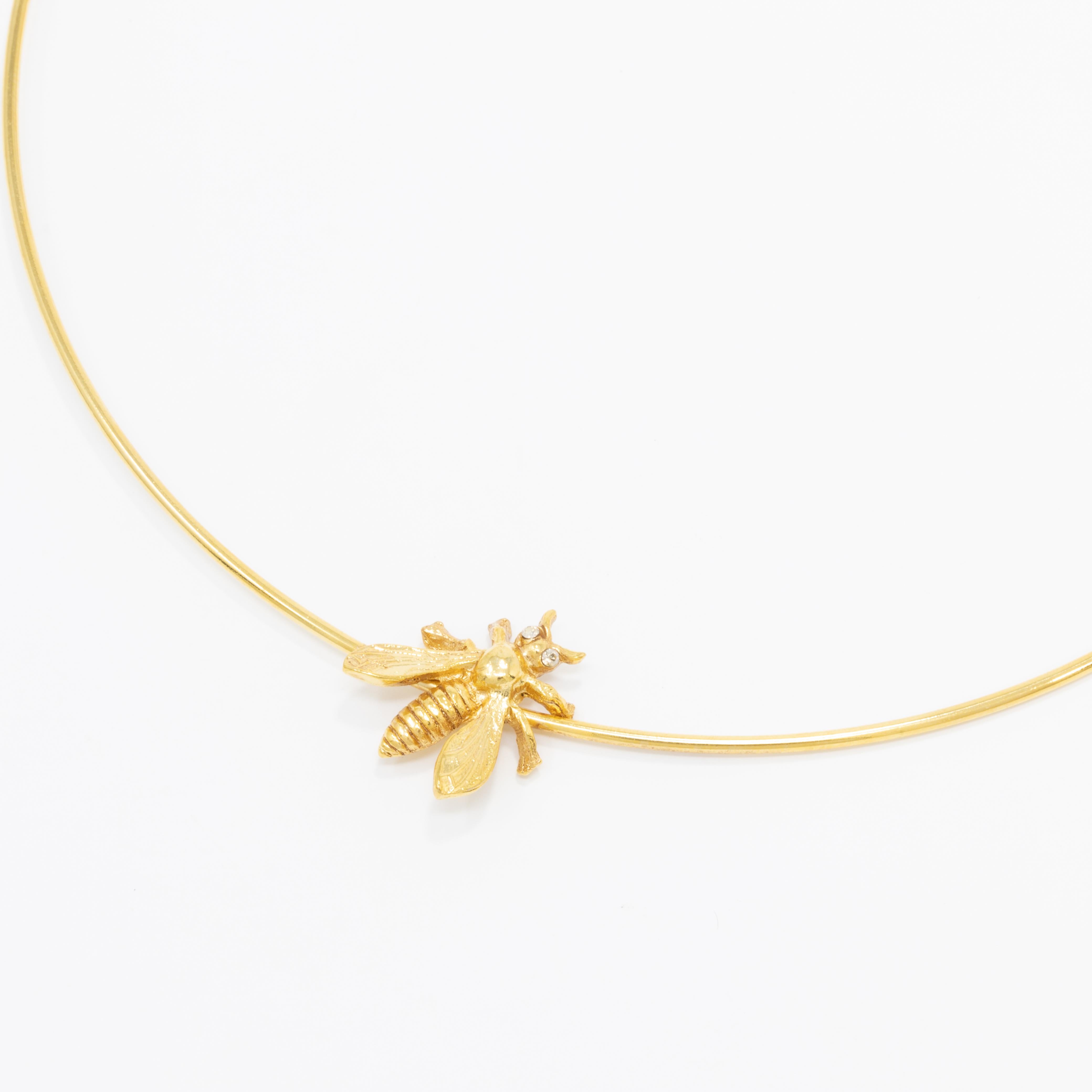 Oscar de la Renta Gold Critter Choker-Halskette mit Bienenmotiv, zeitgenössisch (Zeitgenössisch) im Angebot