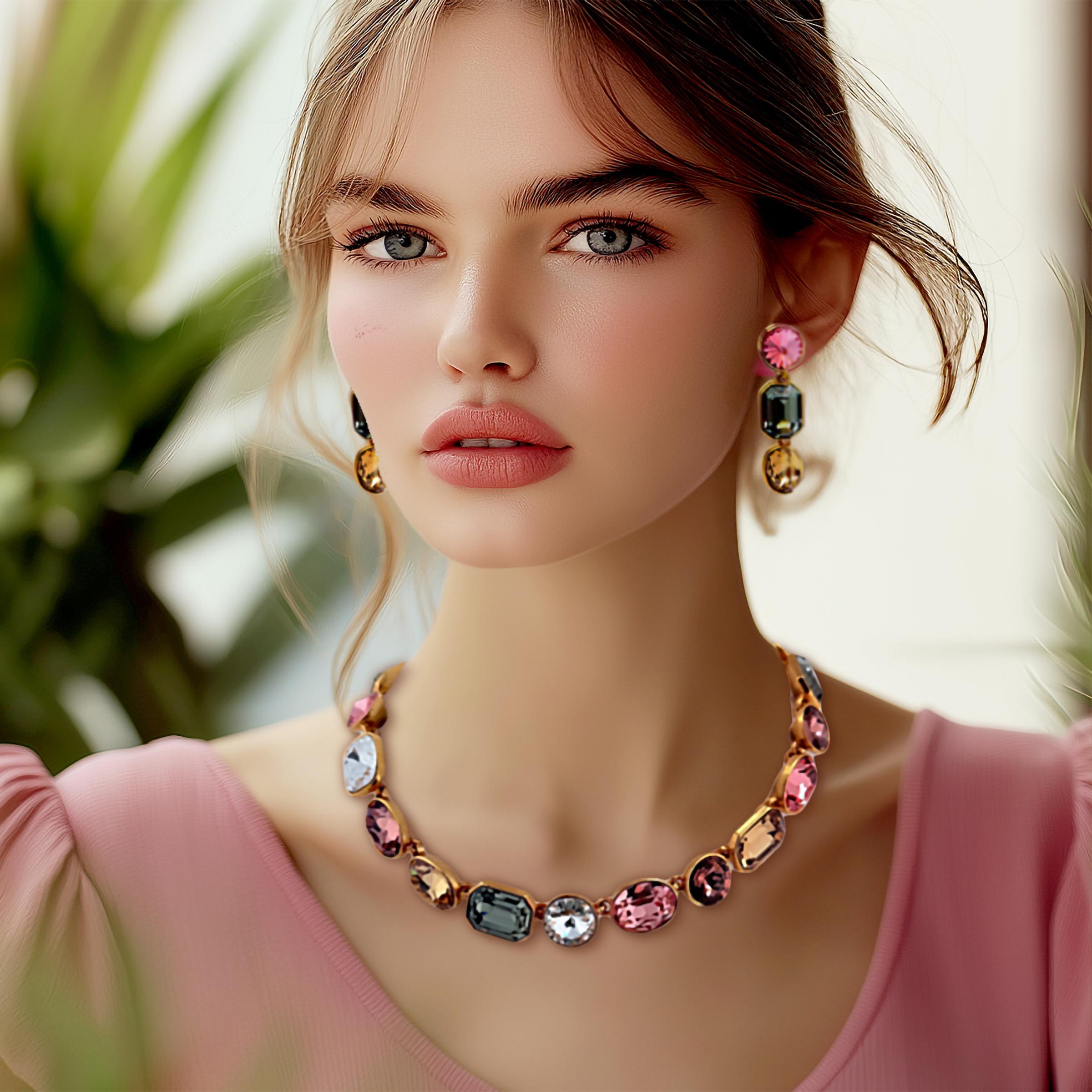 Oscar De La Renta Orecchini a Clip con Cristallo d'Oro Padparadscha Verde in vendita 5