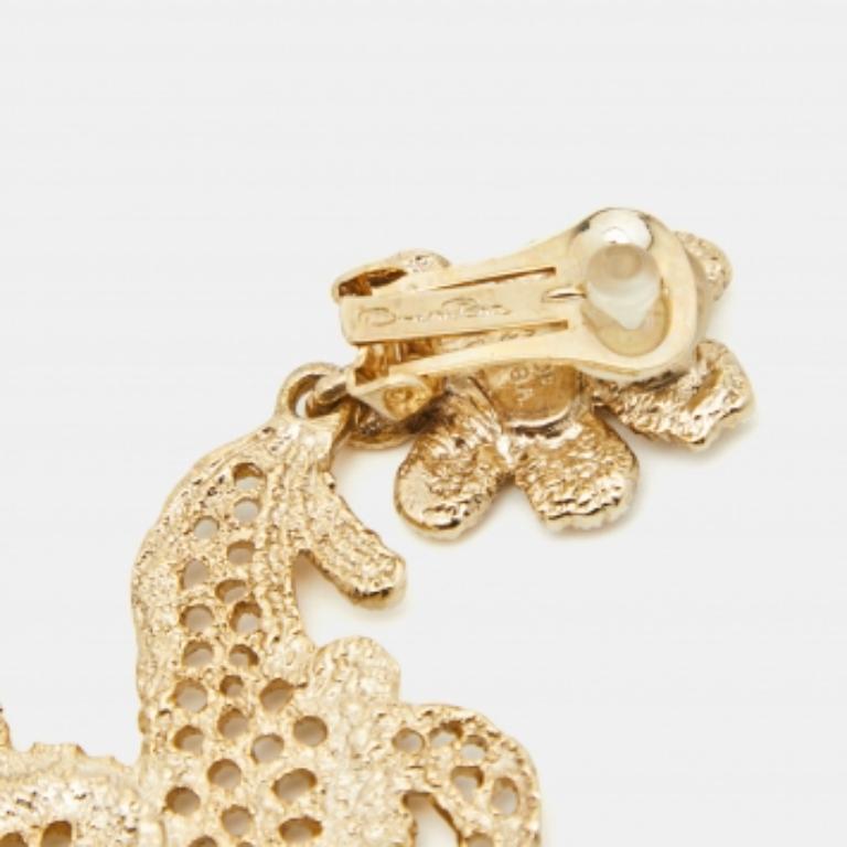 Oscar De La Renta - Boucles d'oreilles à pince avec fleurs en filigrane d'or Pour femmes en vente