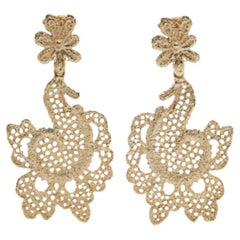 Oscar De La Renta Gold Filigran Floral Clip On Ohrringe