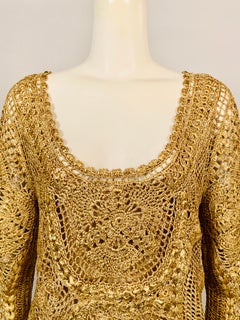 Oscar de la Renta Gold Hand Crocheted Silk Tunic and Camisole Original Tags