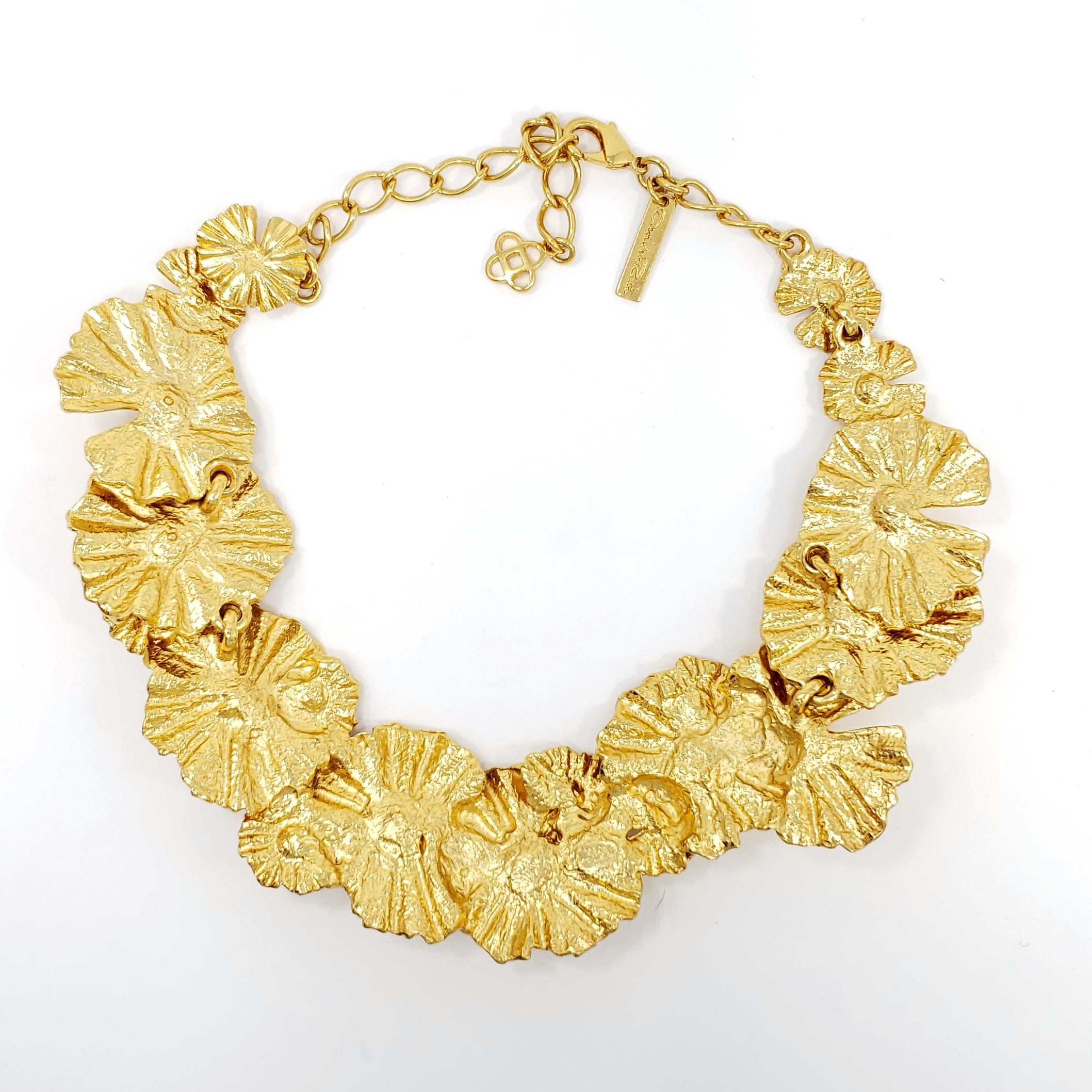 gold leaf statement necklace