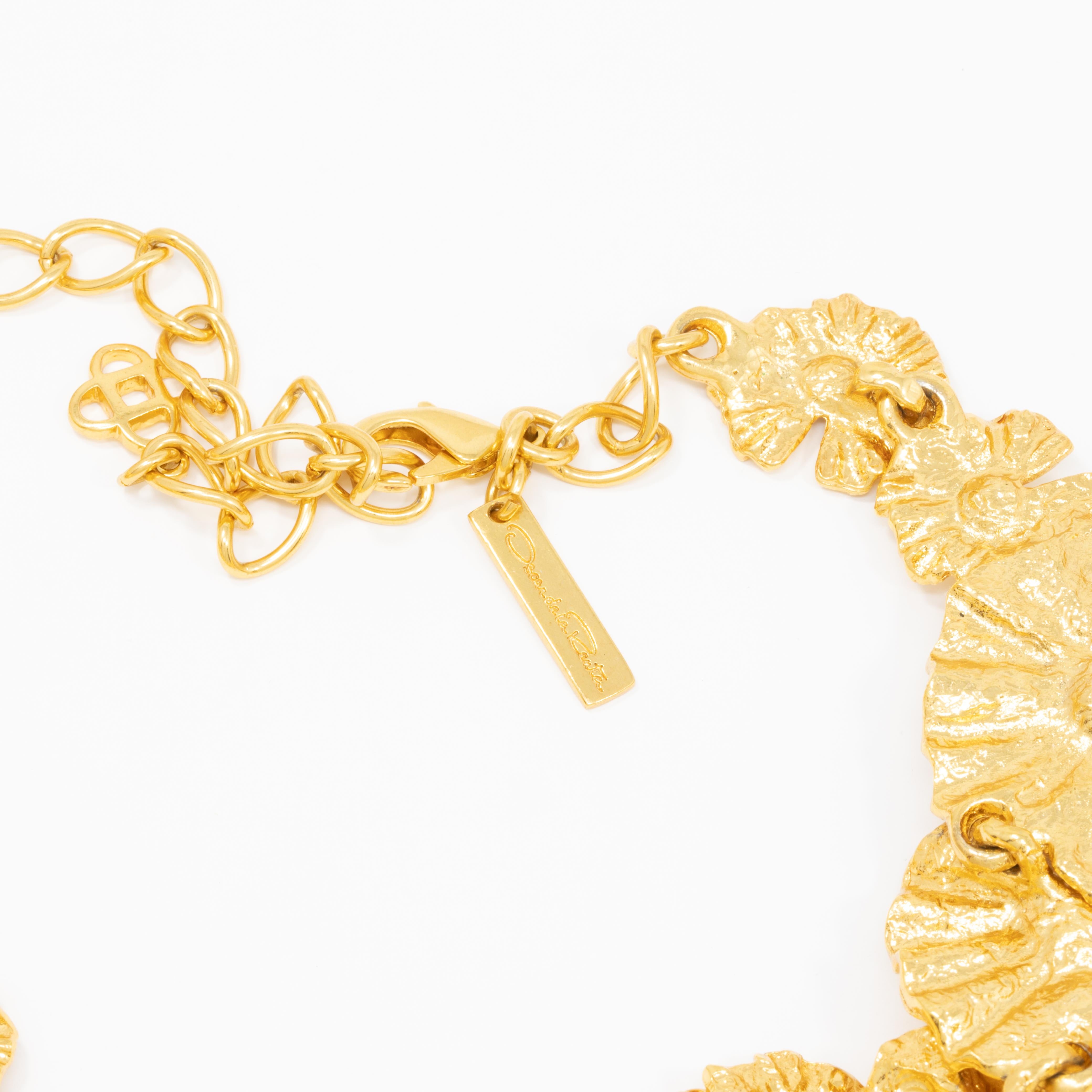 Oscar de la Renta Gold Leaf Collar Necklace, Contemporary In New Condition In Milford, DE