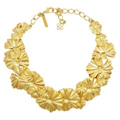 Oscar de la Renta Gold Leaf Collar Necklace, Contemporary