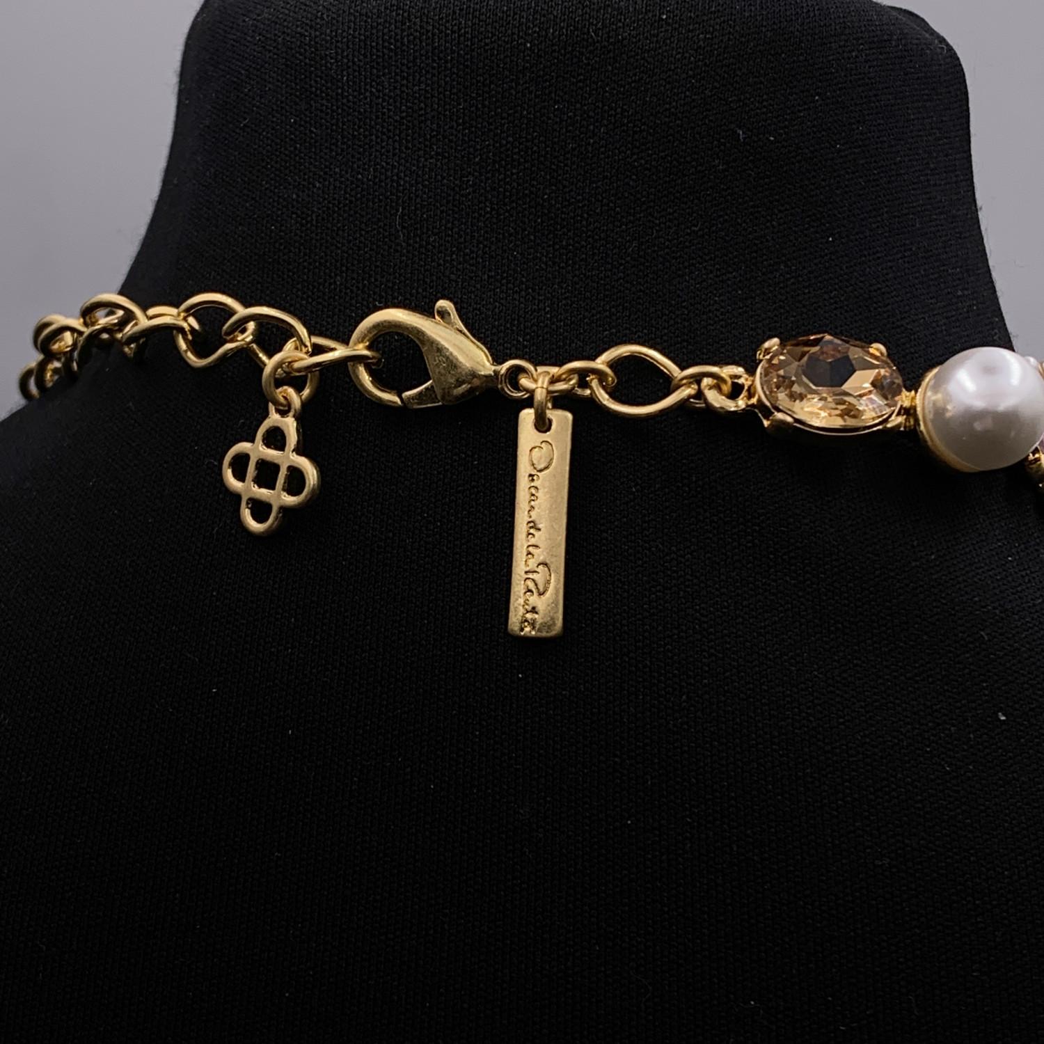 Women's  Oscar De La Renta Gold Metal Multicolor Crystal Statement Necklace