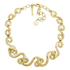 Oscar de la Renta Gold Motif Link Collar Necklace, Contemporary