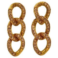 Oscar De La Renta Goldplatte Topas Swarovski Kristall Kette A Link Ohrringe durchbohrt